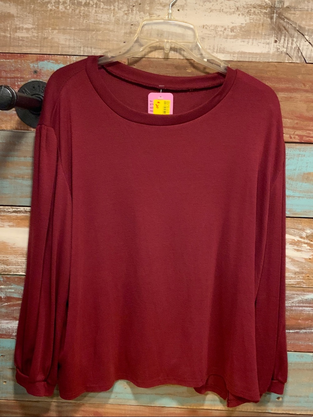 Women’s Long Sleeve Crewneck Top - Burgundy